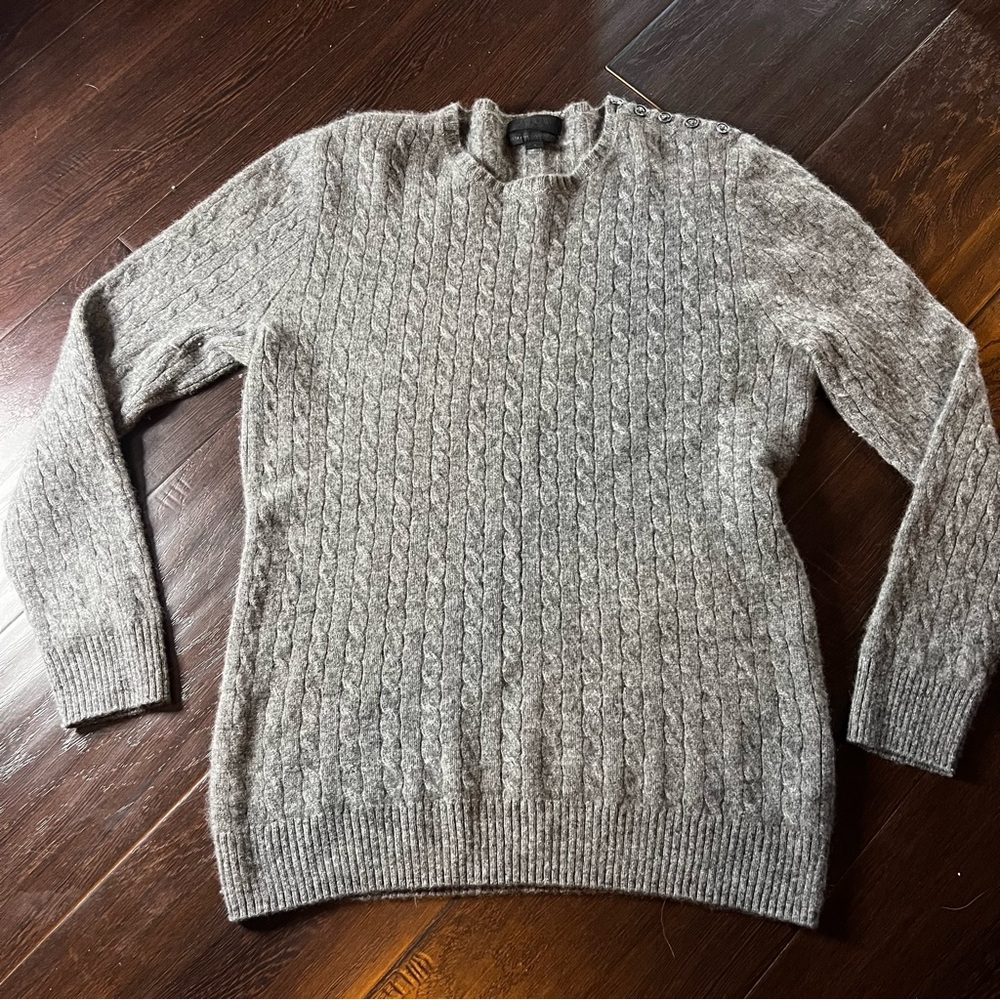 J. Crew Italian Cashmere Women Heather Gray Cable Knit Sweater size Small